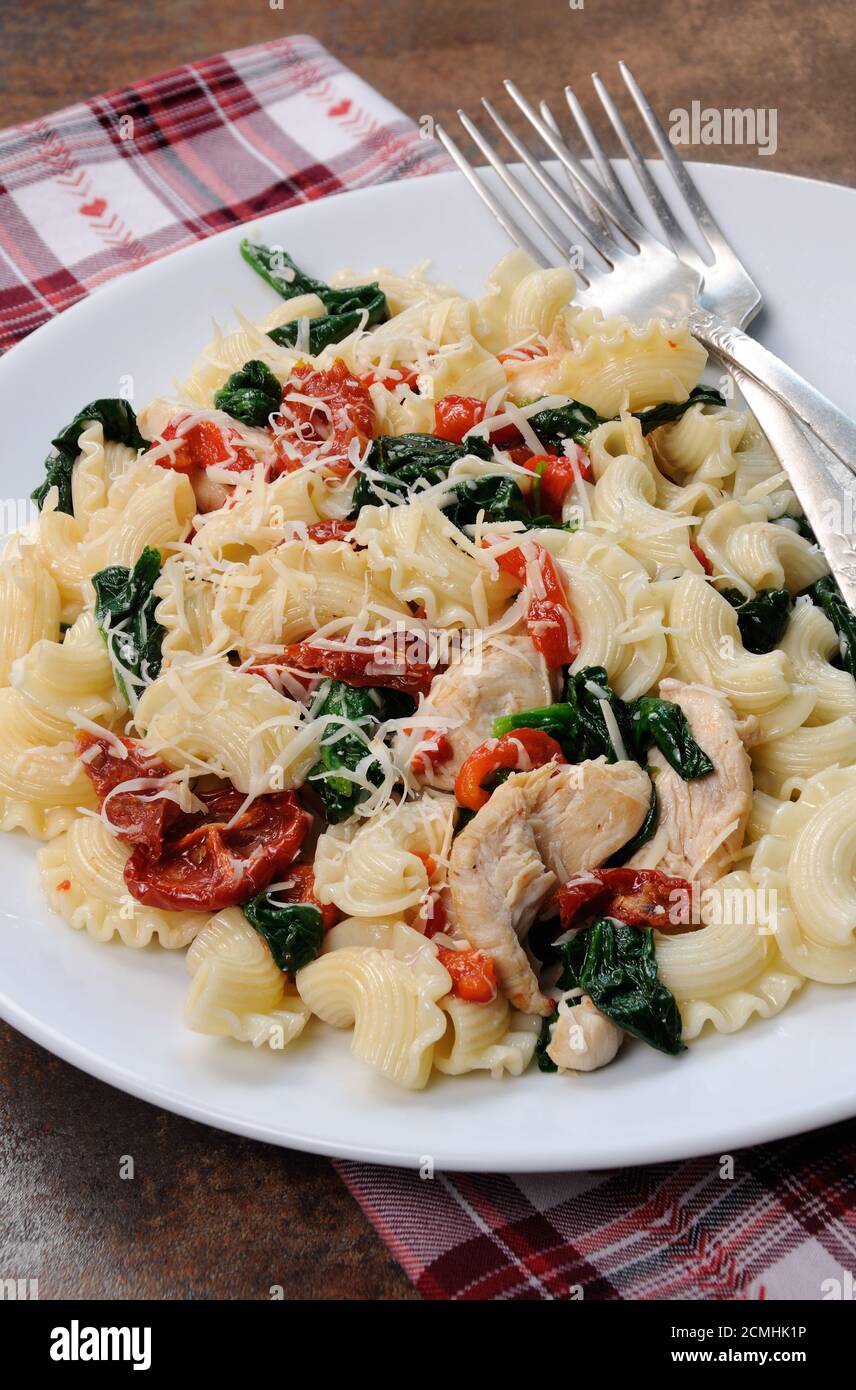 Salad pasta with chicken Stock Photo