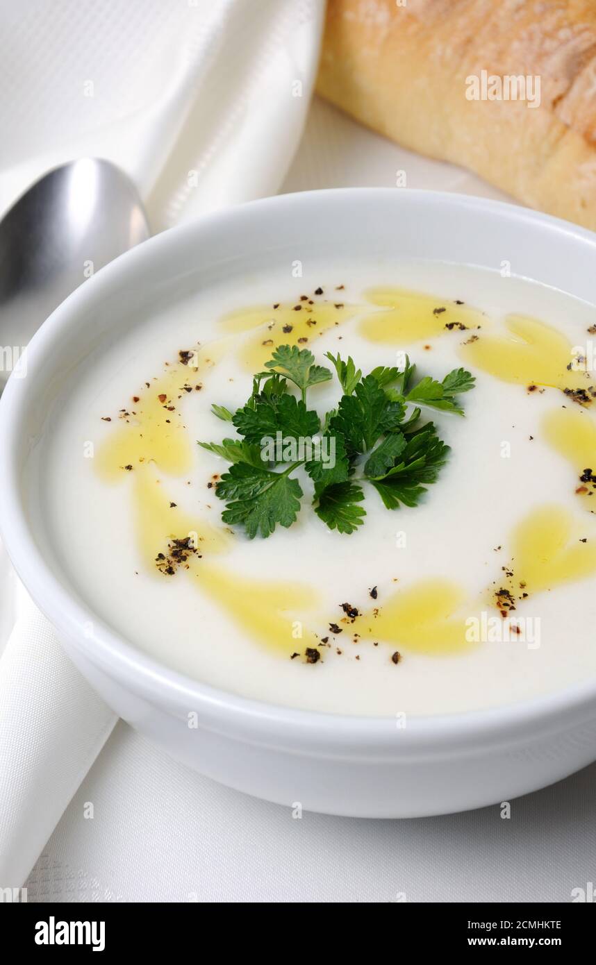 White velvet bean soup puree Stock Photo