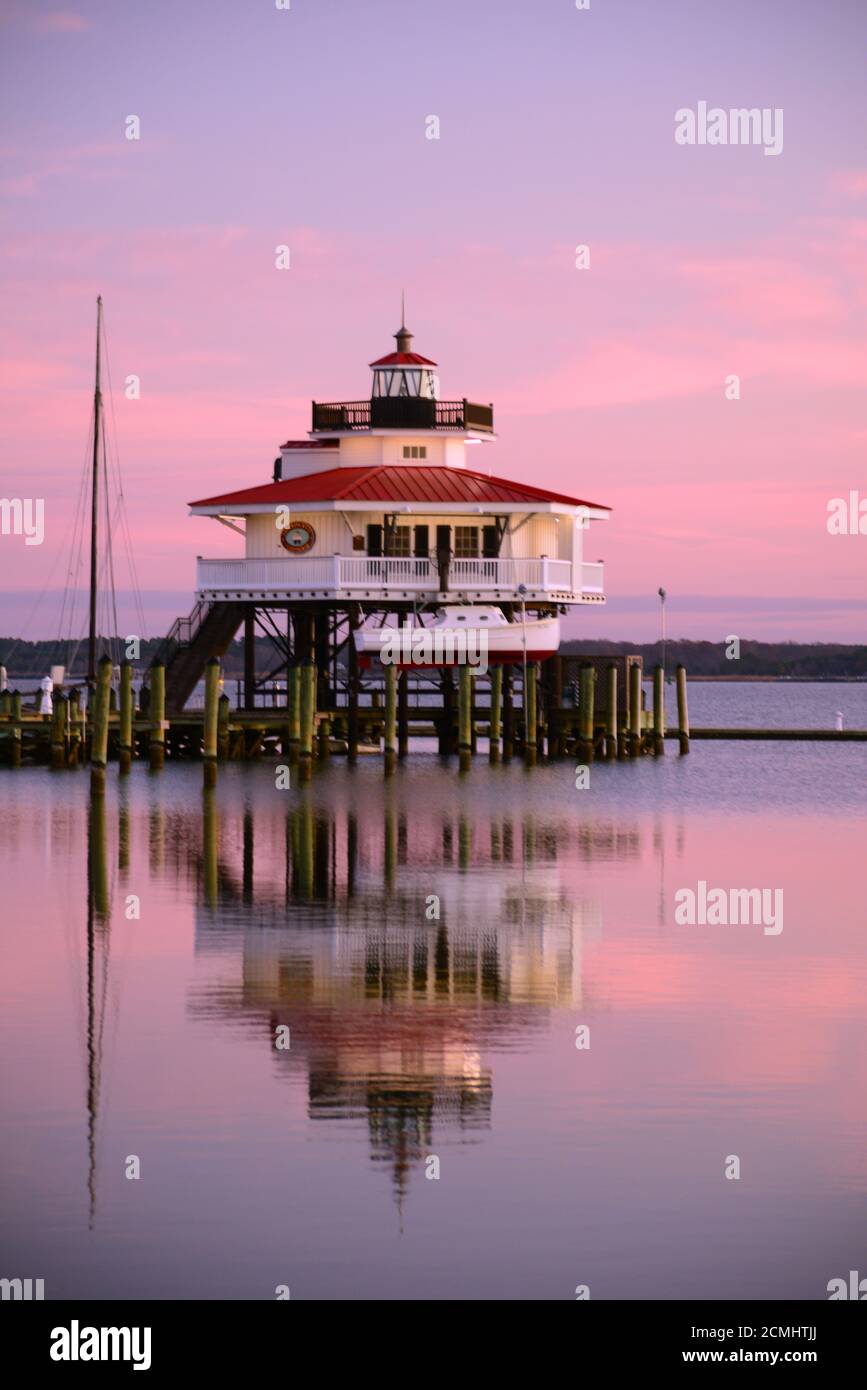 Early morning light on small harbor in Cambridge Maryland, with