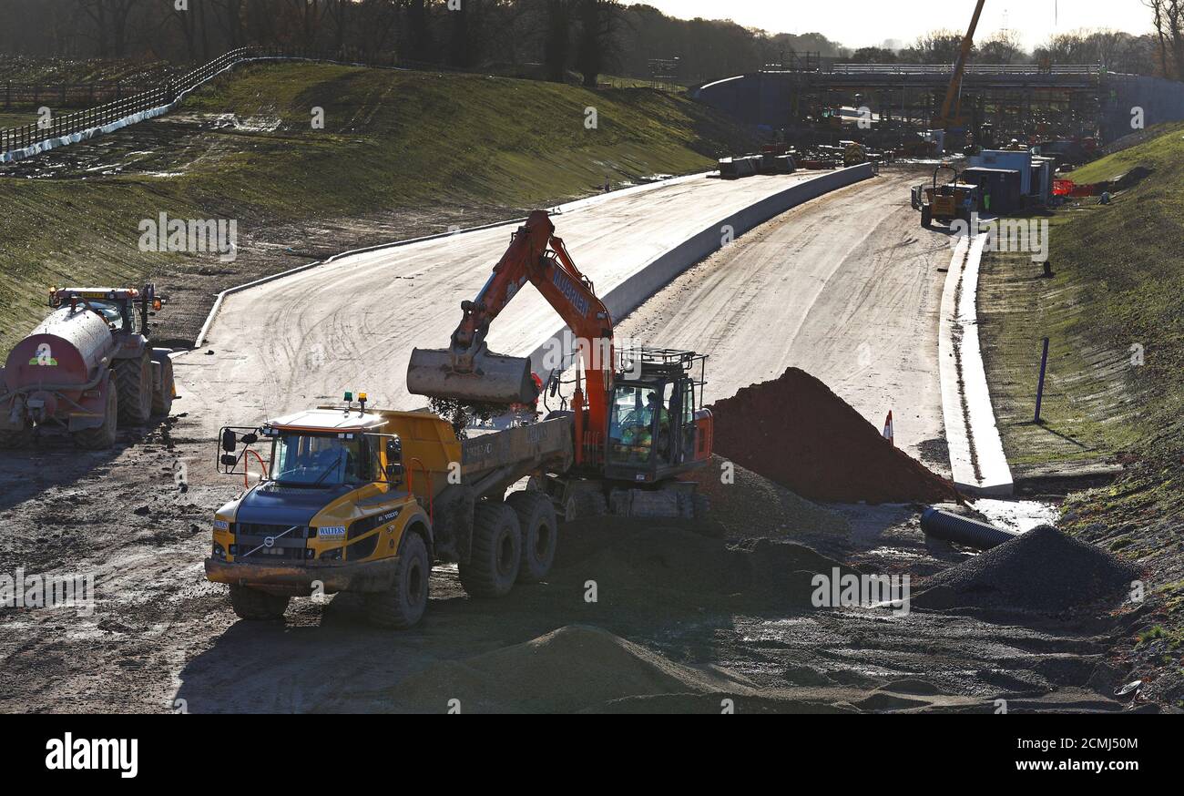 Construction work takes place on a new Dual carriageway road near Knutsford northern England, November 28, 2016. REUTERS/Phil Noble Stock Photo