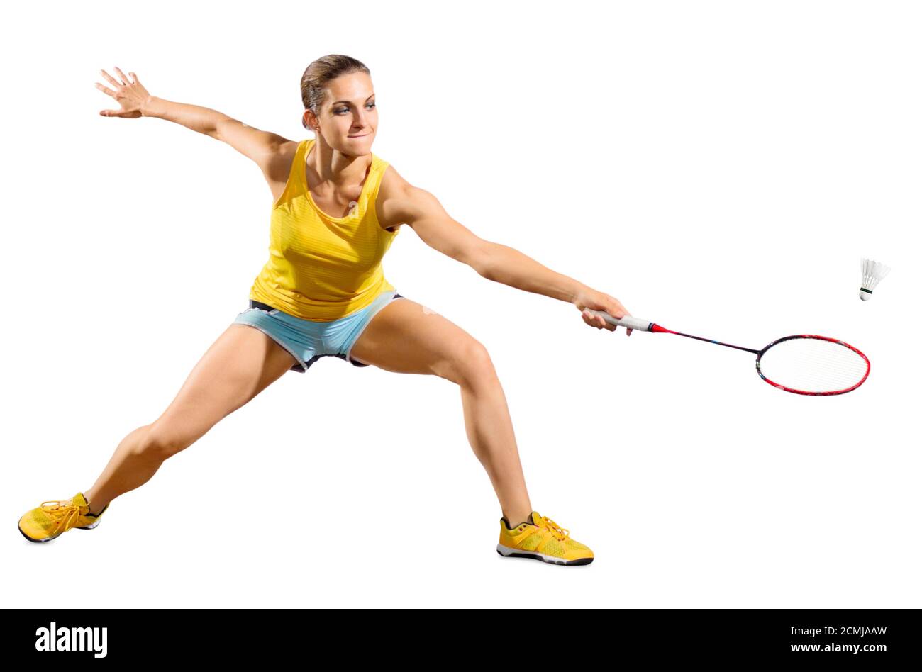Young woman badminton player isolated Stock Photo Alamy