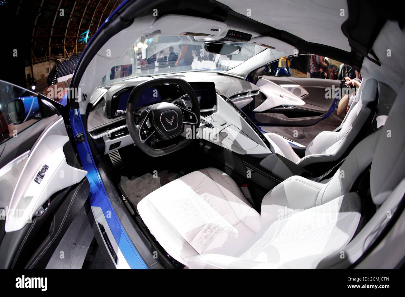 The interior of the redesigned mid-engine C8 Corvette, the 2020 Chevrolet  Corvette Stingray, is seen during its unveiling in Tustin, California, U.S.  July 18, 2019. REUTERS/Mike Blake Stock Photo - Alamy
