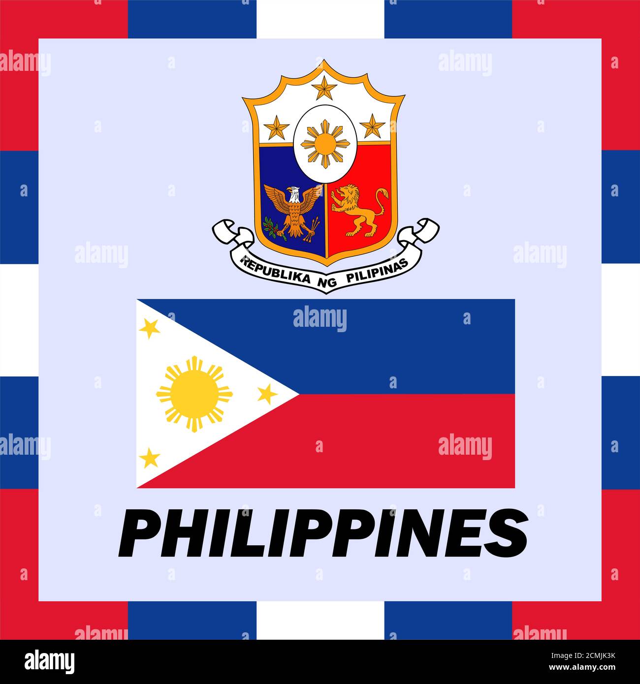Official ensigns, flag and coat of arm of Philippines Stock Photo Alamy