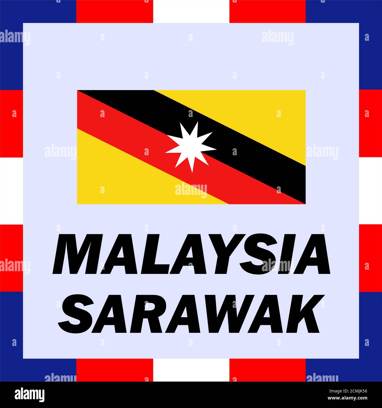 Official ensigns, flag and coat of arm of Malaysia - Sarawak Stock Photo