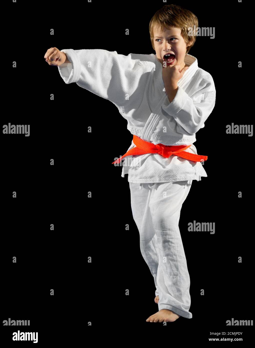Boy martial arts fighter isolated Stock Photo Alamy