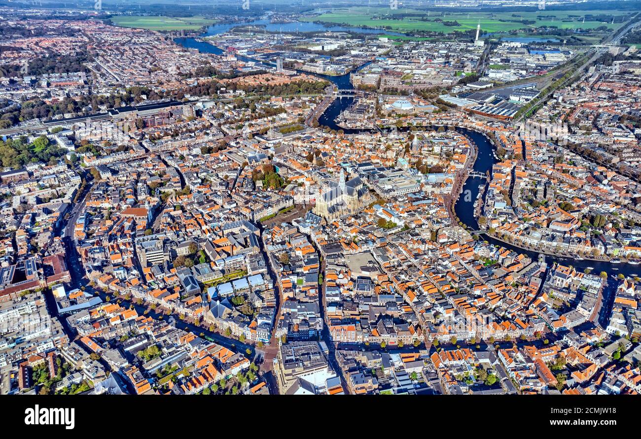 Netherlands, Haarlem - 17-08-2020: view from high above on the city of Haarlem Stock Photo