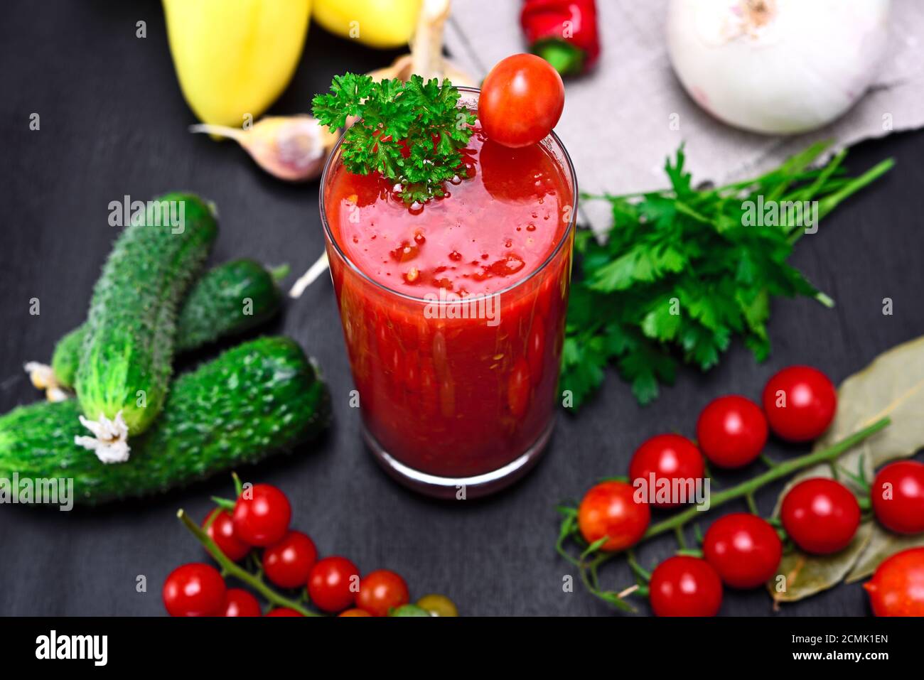 glass of freshly squeezed tomato juice Stock Photo Alamy
