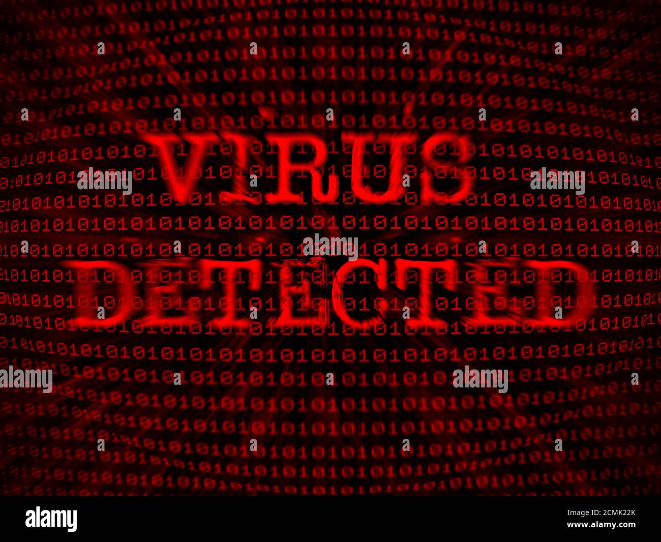Virus Detected written on computer screen Stock Photo