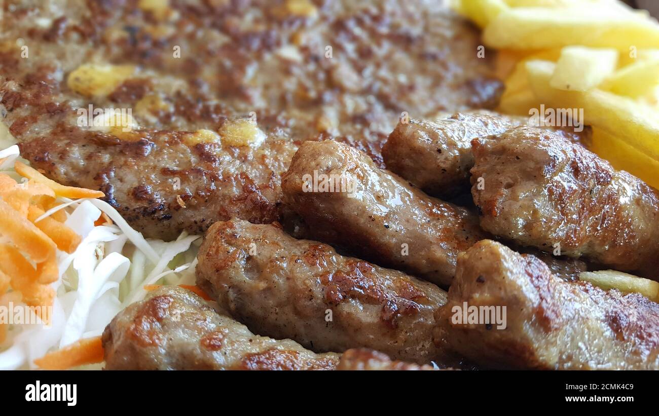 kebab kabap cevap served traditional macedonian food. Stock Photo