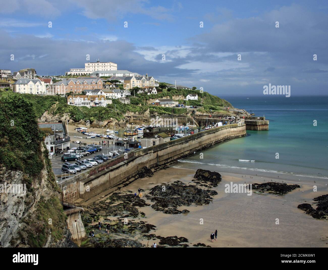 Harbour and car park at Newquay a popular resort on the north Cornish