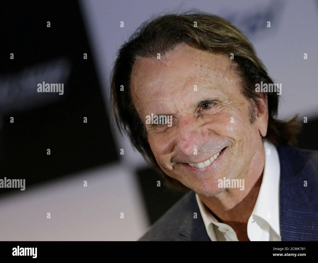 Former Brazilian Formula One driver Emerson Fittipaldi speaks to the media during a news conference about F1- FanZone in Mexico City, Mexico September 27, 2016. REUTERS/Henry Romero Stock Photo
