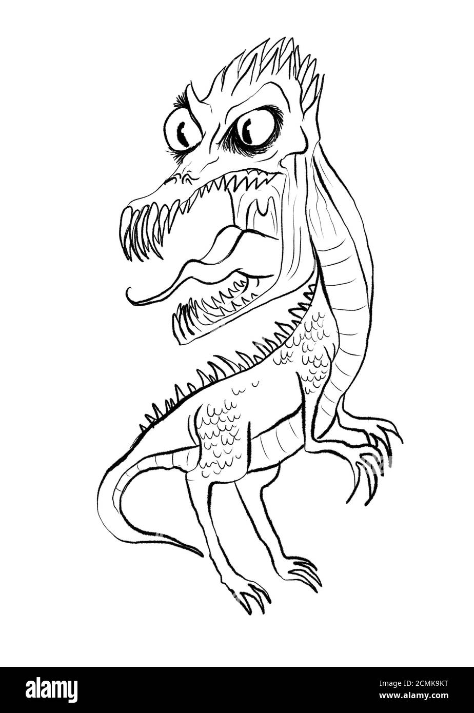 snarling dragon or dinosaur illustration Stock Photo