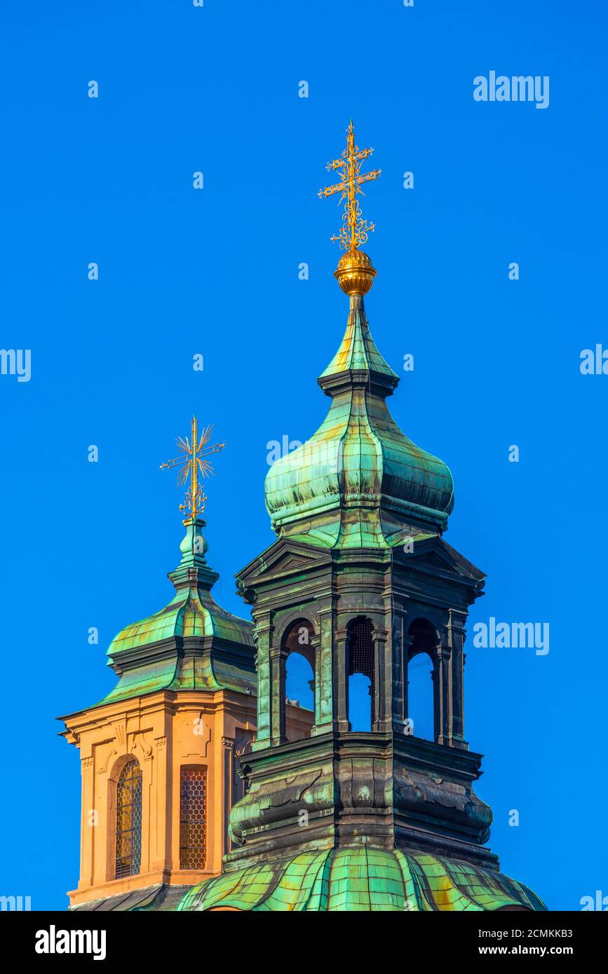 Czech Republic, Prague, Old Town, Stare Mesto, Old Town Square, Staromestske namesti, St. Nicholas Church Stock Photo