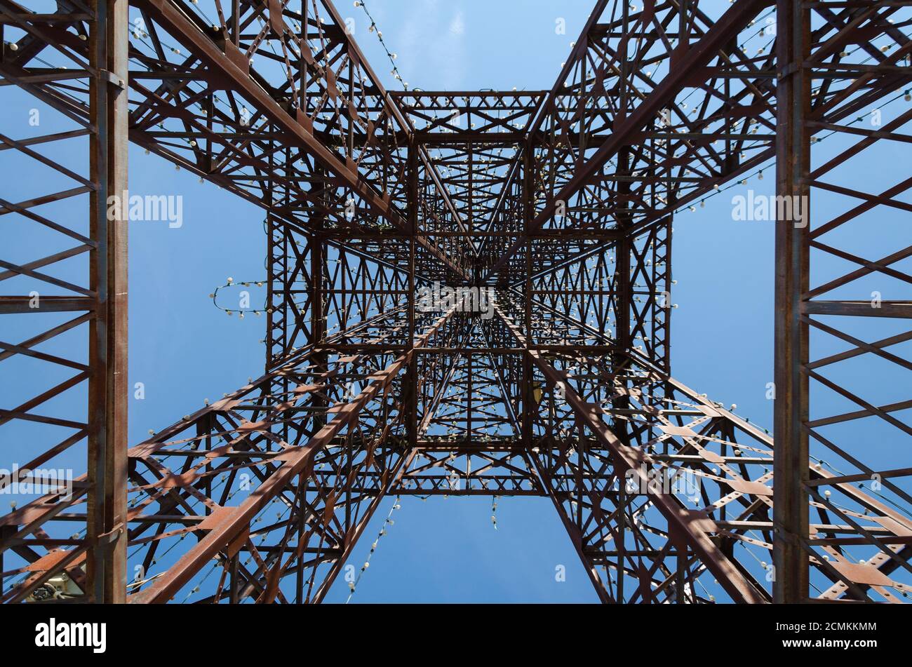 A metal structure tower against the blue sky Stock Photo