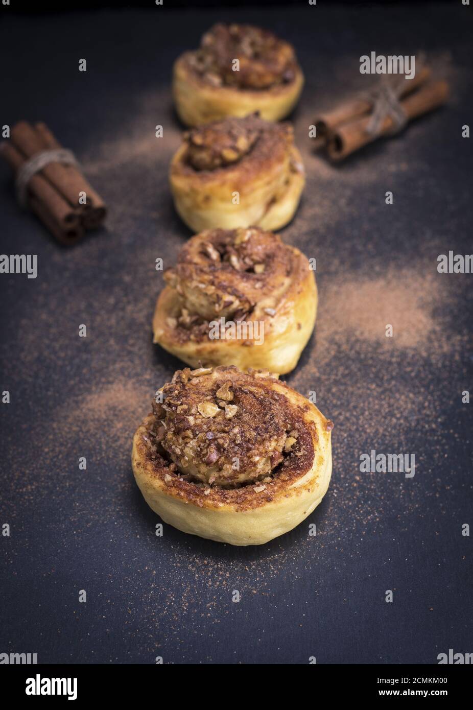baked buns with cinnamon Stock Photo