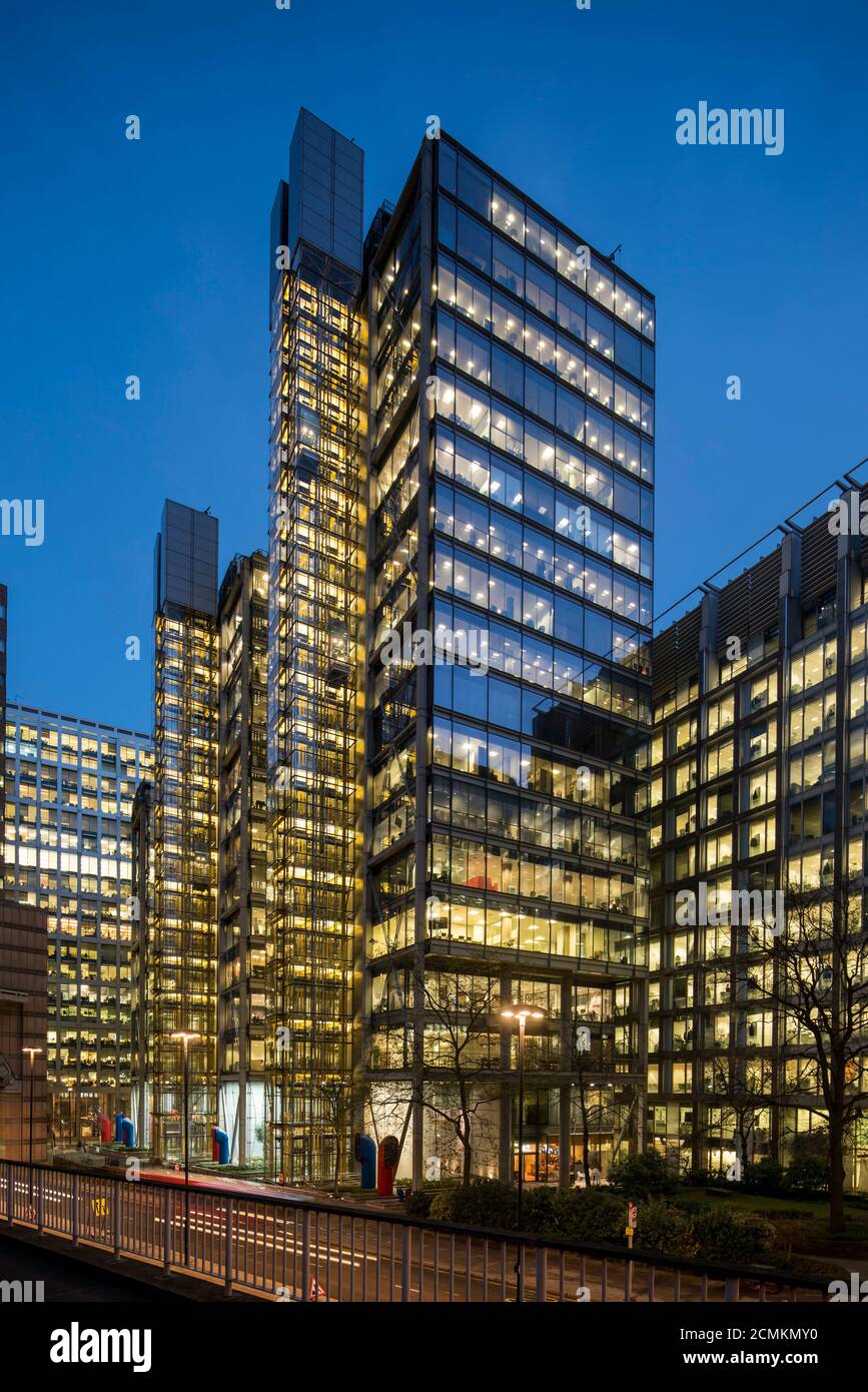 Oblique view of north elevation showing transparency of the building