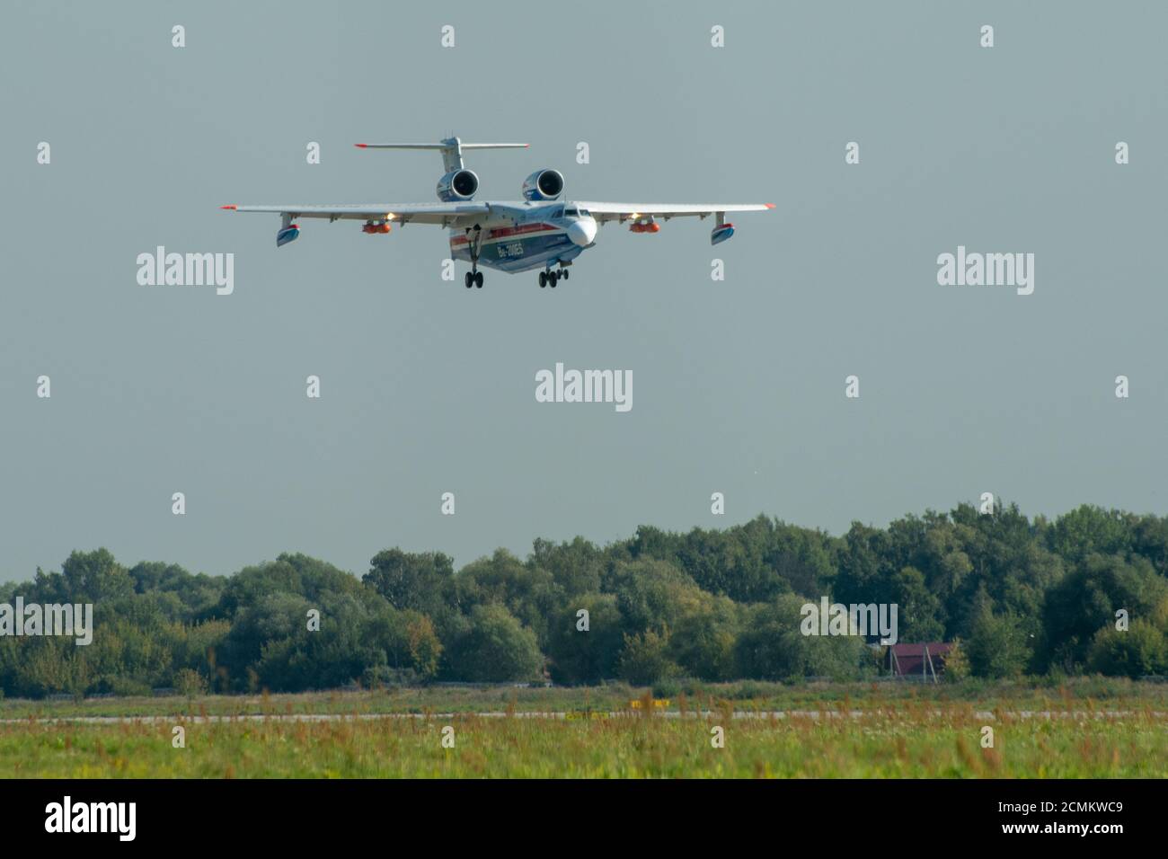 August 30, 2019. Zhukovsky, Russia. Multipurpose amphibious aircraft Beriev Be-200 Altair  at the International Aviation and Space Salon MAKS 2019. Stock Photo