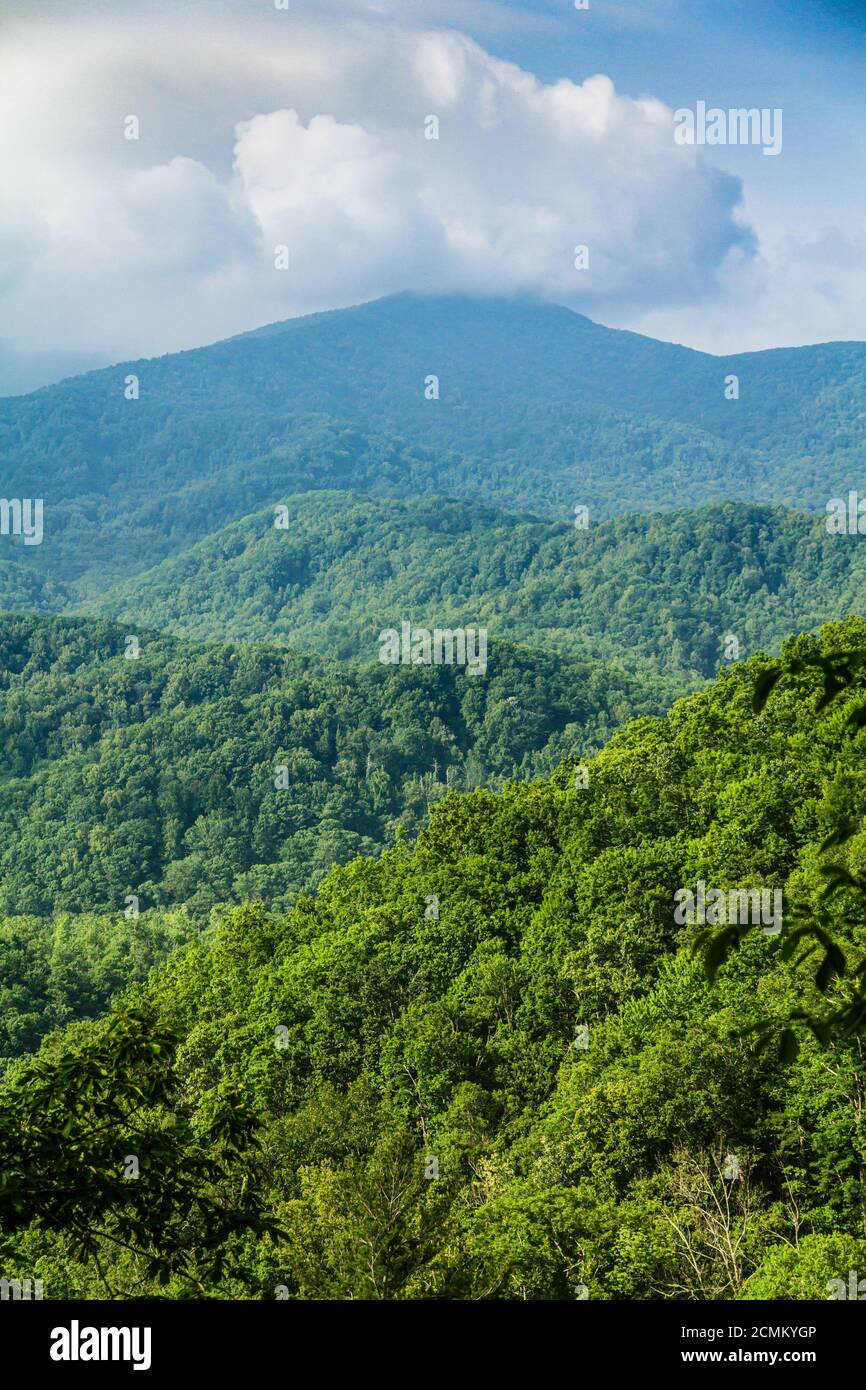 Clouds and mist over the mountains of Great Smoky Mountain National Park Stock Photo