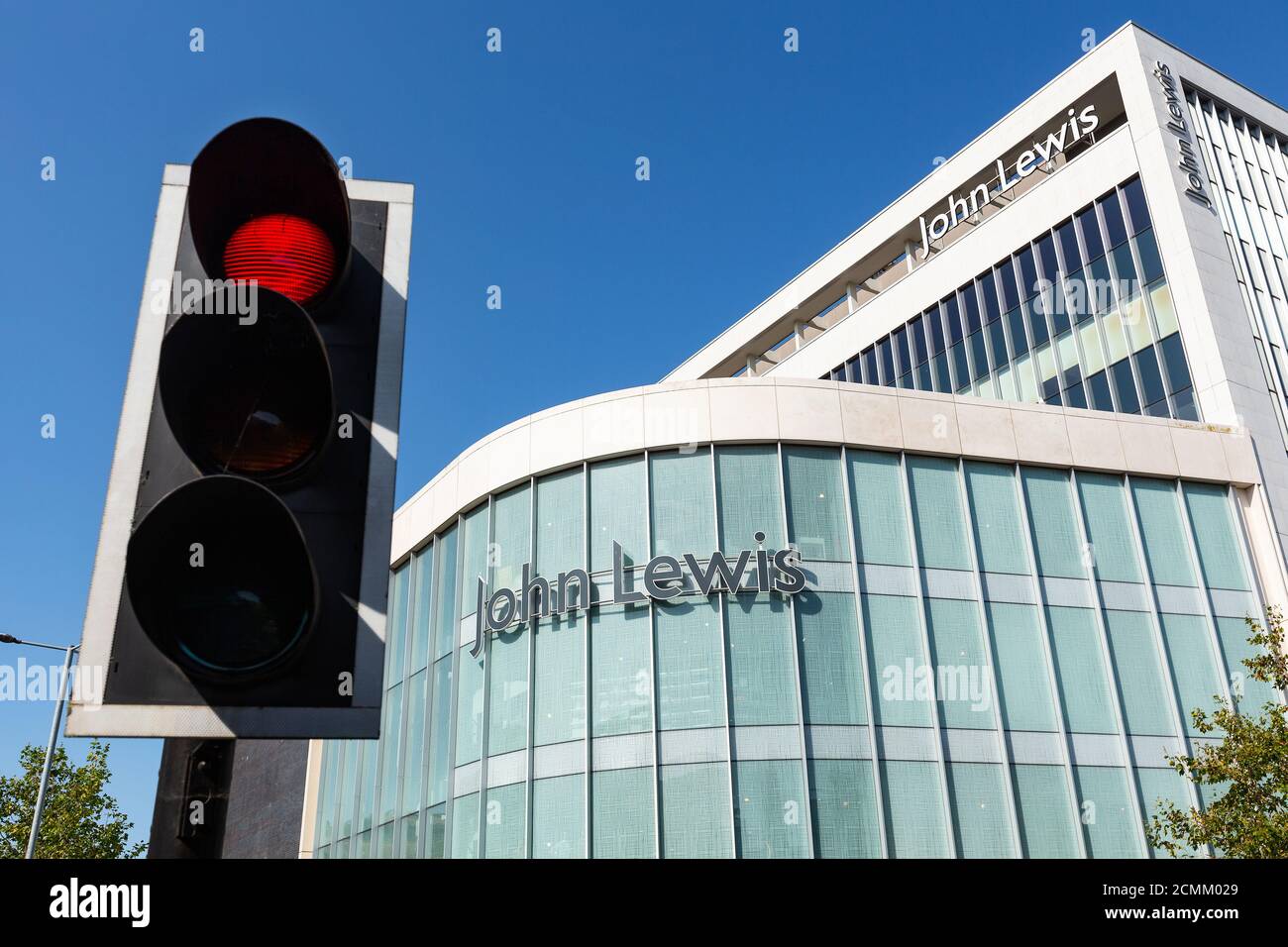 The John Lewis store in Exeter, devon with a blue sky Stock Photo Alamy