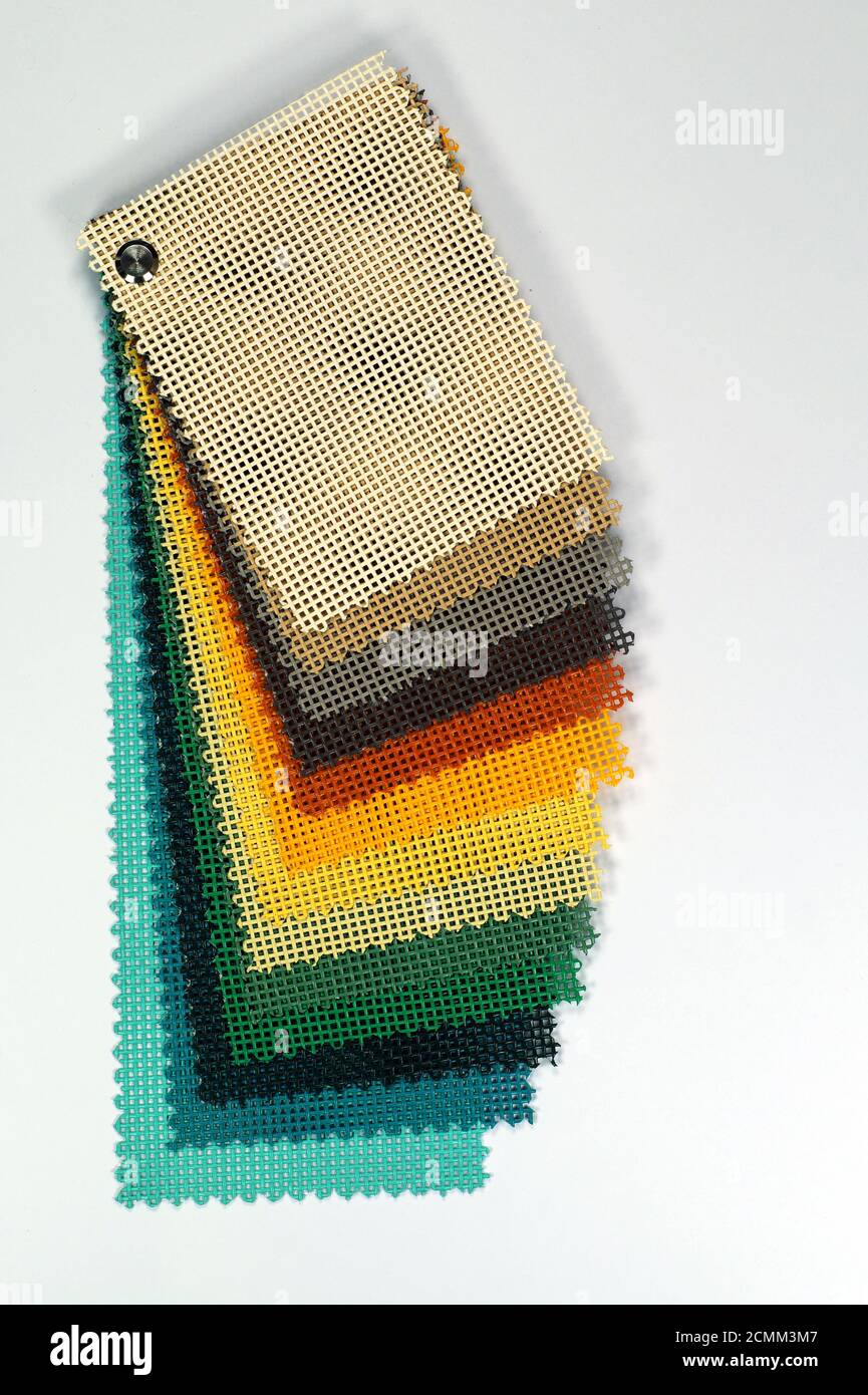 Advertisement. Color chart of one of the most popular advertising media: PVC coated banner type - mesh-macro. Stock Photo