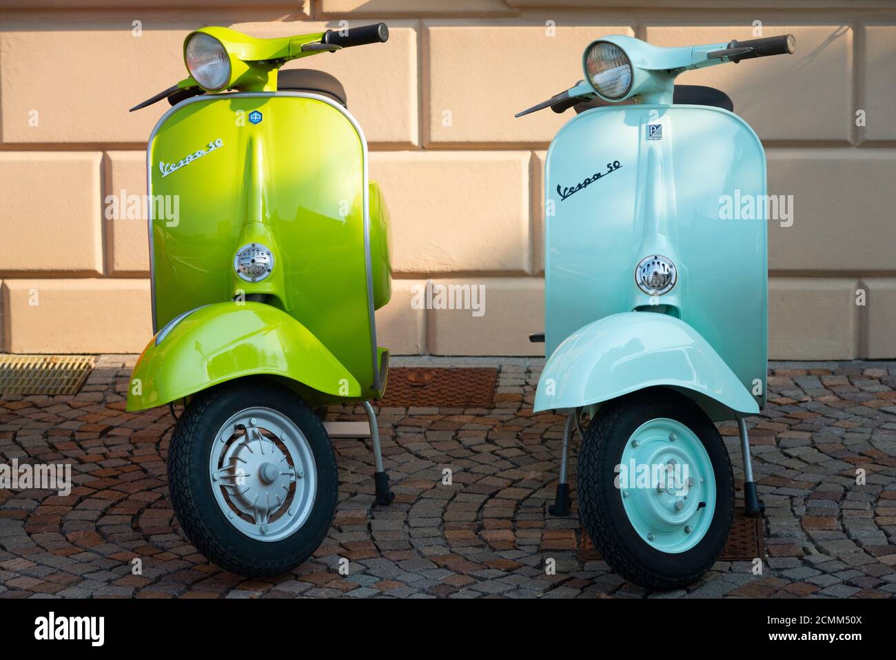 Italy, Lombardy, Meeting of Vintage Motorcycle, Scooter Piaggio Vespa Stock Photo