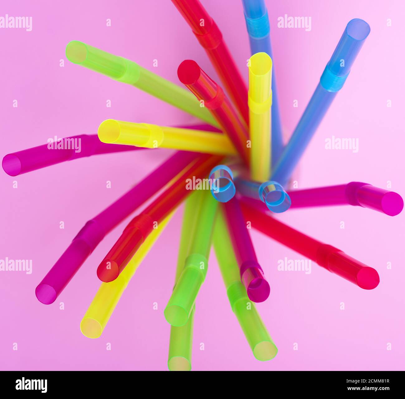 plastic multicolored straws for cocktail Stock Photo