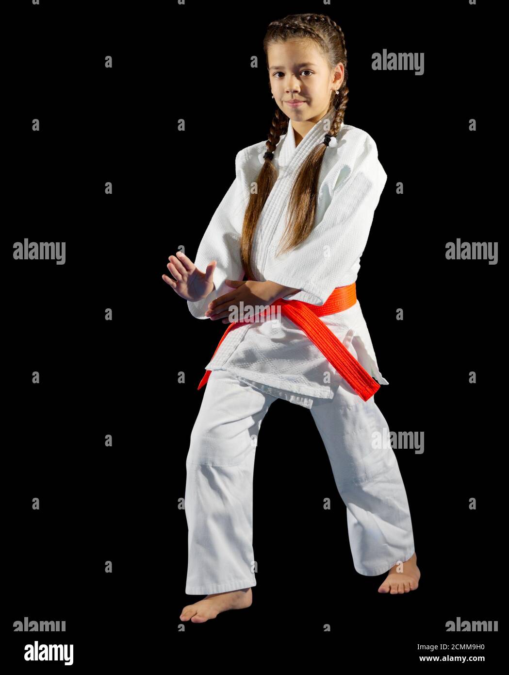 Little girl martial arts fighter isolated Stock Photo Alamy