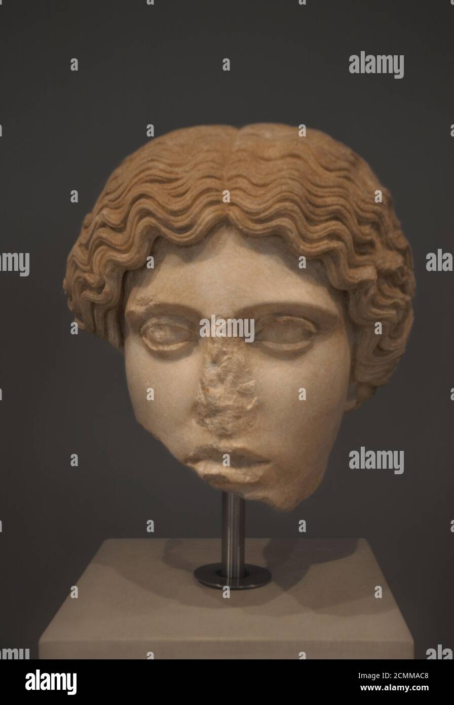 Amazon's Head | Amazon Mattei Type: Fragment of a group of Roman copies of the Phidias's models. Hadriatic Period, 117-138 AD. 5800X4000 300pi Stock Photo