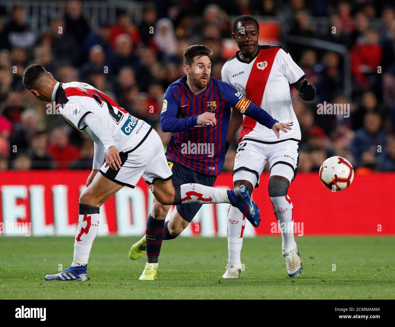 Soccer Football - La Liga Santander - FC Barcelona v Rayo Vallecano - Camp  Nou, Barcelona, Spain - March 9, 2019 Barcelona's Lionel Messi in action  with Rayo Vallecano's Santi Comesana REUTERS/Albert Gea Stock Photo - Alamy