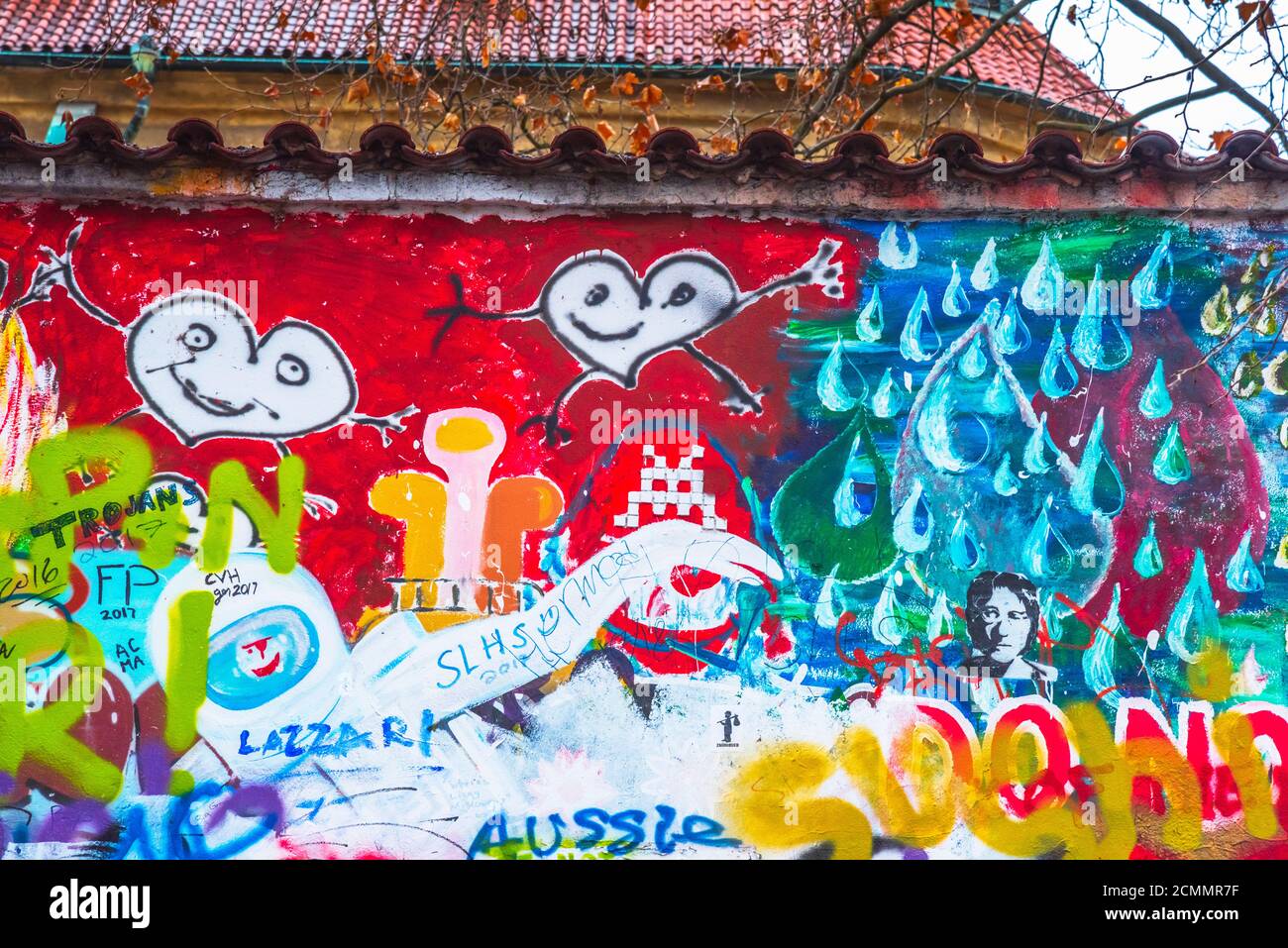 Czech Republic, Prague, Mala Strana, Velkopřevorské náměstí (Grand Priory Square) John Lennon Wall Stock Photo