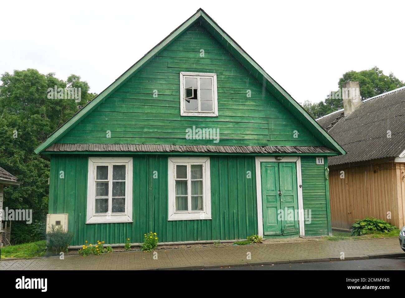 A typical wooden Karaim house, Trakai, Lithuania, Europe Stock Photo