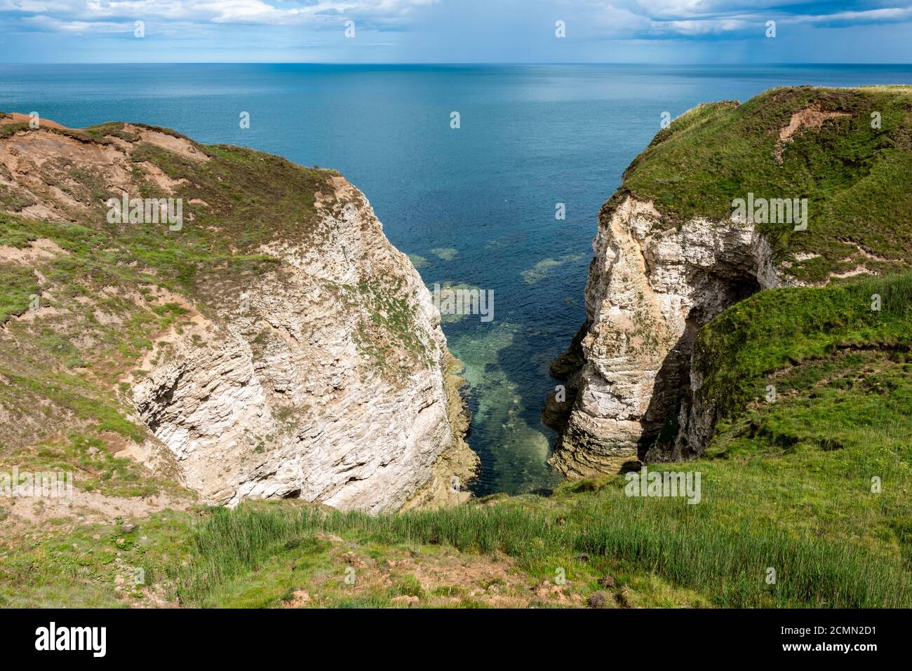 Flamborough Head, white chalk cliffs, East Riding, Yorkshire, England,UK Stock Photo
