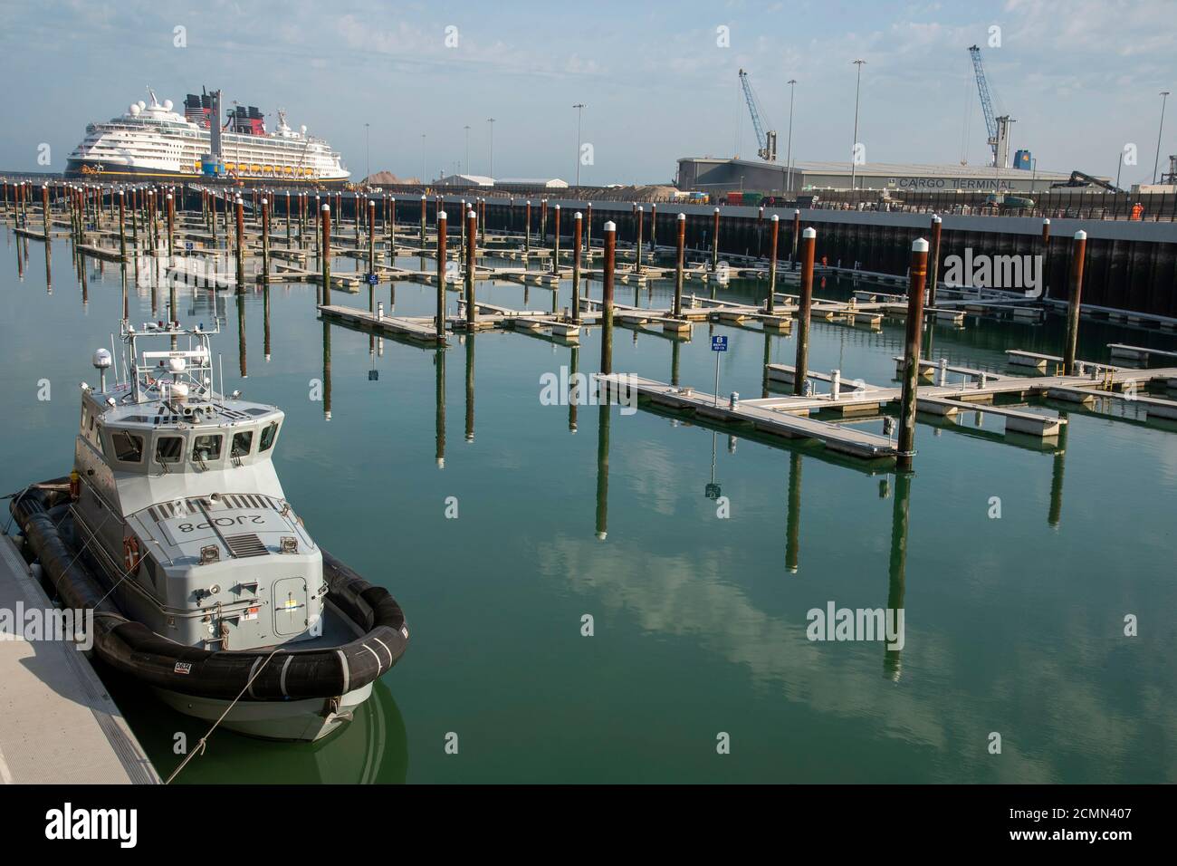 Dover, Kent, England, UK. 2020. HMC Eagle a Border Force coastal patrol vessel alongside the new pier in Port of Dover. Stock Photo