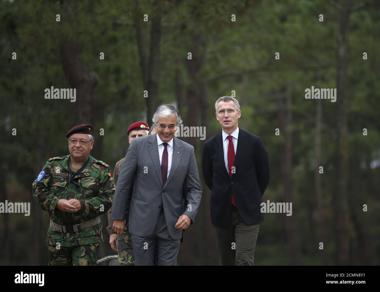 Nato Secretary General Jens Stoltenberg R And Portuguese Defense Minister Jose Pedro Aguiar Branco Arrive At The Nato Exercise Trident Juncture In Troia Near Setubal Portugal November 5 15 Some 36 000 Personnel From