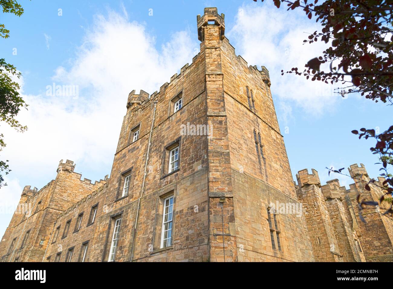 Lumley Castle in County Durham, England. The 14th century fortification is a Grade I listed building and a four-star hotel. Stock Photo