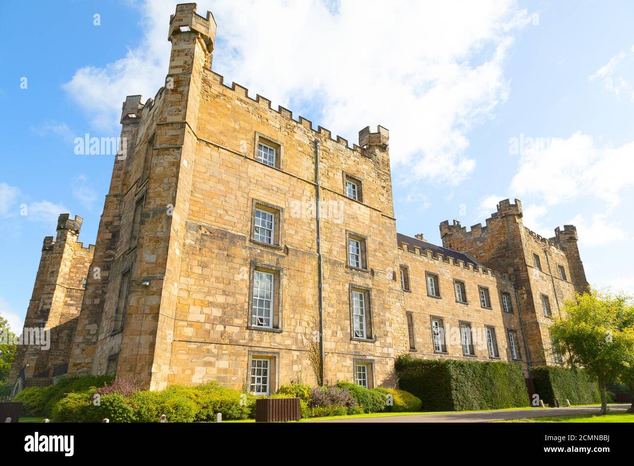 Lumley Castle in County Durham, England. The 14th century fortification is a Grade I listed building and a four-star hotel. Stock Photo