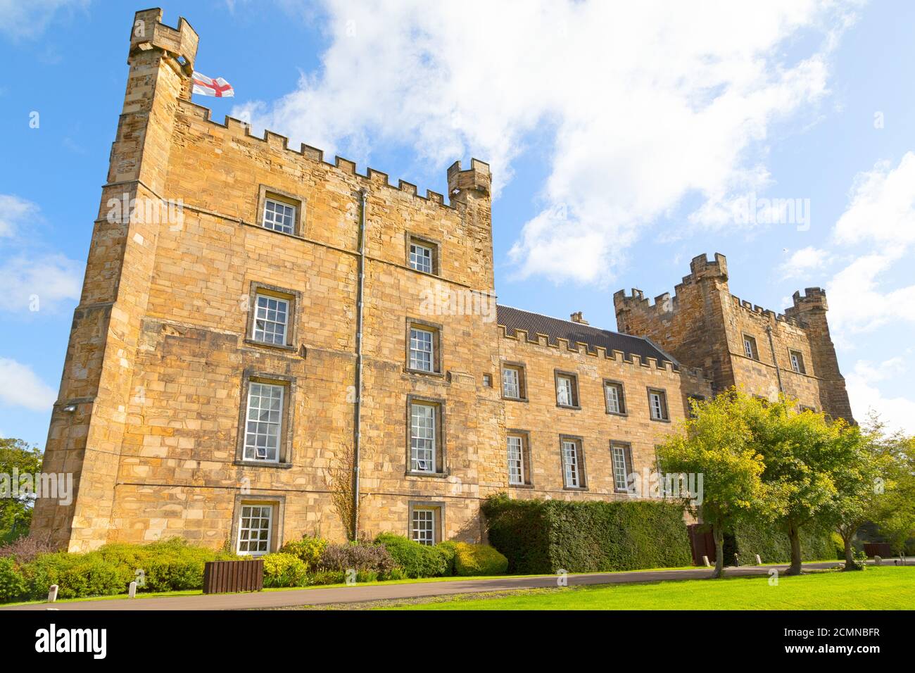 Lumley Castle in County Durham, England. The 14th century fortification is a Grade I listed building and a four-star hotel. Stock Photo