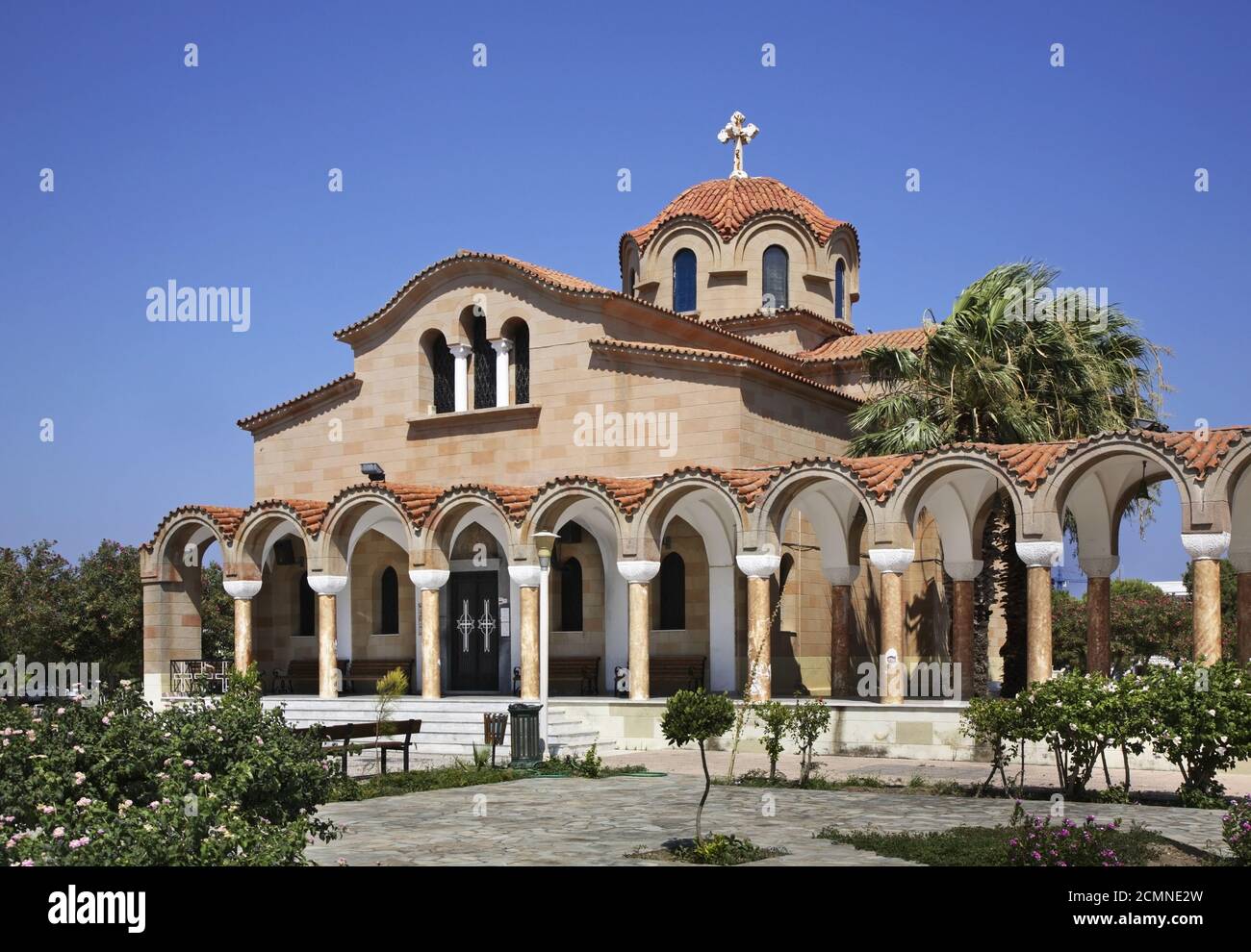 Church of St. Nektarios in Faliraki. Rhodes island. Greece Stock Photo