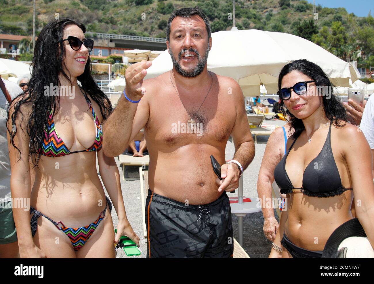 Italian Interior Minister And Leader Of The League Party Matteo Salvini Meets Supporters At The Caparena