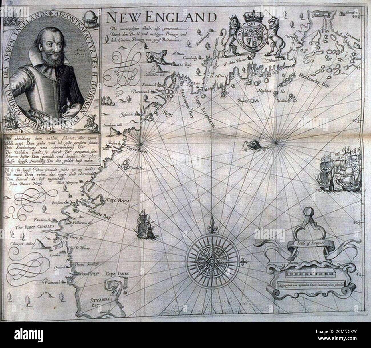 John Smith 1616 New England map Stock Photo - Alamy