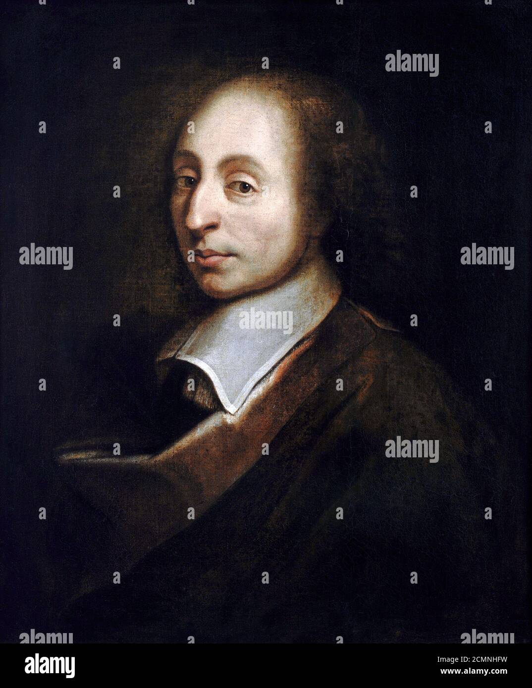 Blaise Pascal (1623-1662). Portrait of the French mathematician and physicist by anonymous artist, oil on canvas, c.1651-1700 Stock Photo