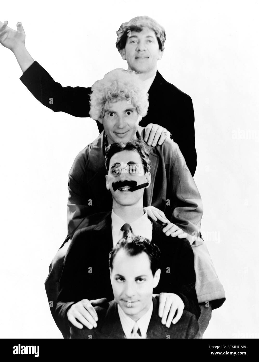 Marx Brothers. Portrait of four of the Marx Brothers from top Chico, Harpo, Groucho and Zeppo, 1931 Stock Photo
