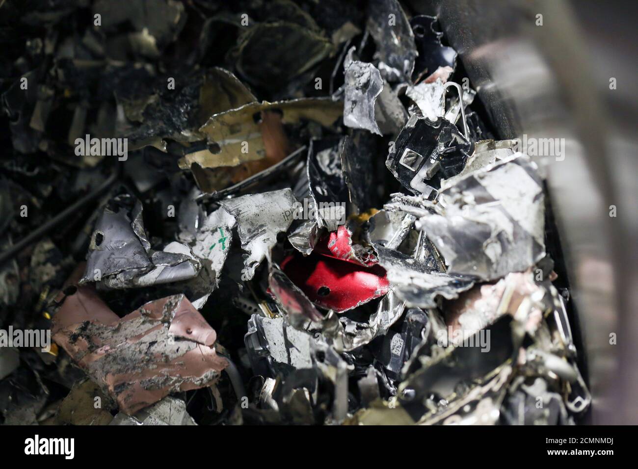 Pieces Of Shredded Aluminum Iphone Cases Are Seen After Traditional E Waste Recycling Testing At An Apple Recycling Facility In Austin Texas U S August 21 2019 Picture Taken August 21 2019 Reuters Spencer Selvidge
