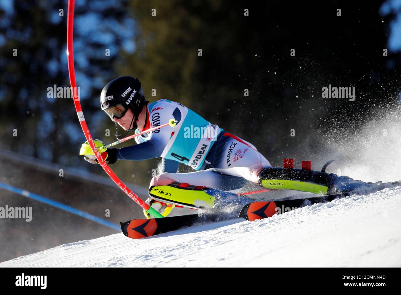 Alpine Skiing - Slalom - Adelboden, Switzerland - January 12, 2020  France's Clement Noel in action  REUTERS/Stefan Wermuth Stock Photo