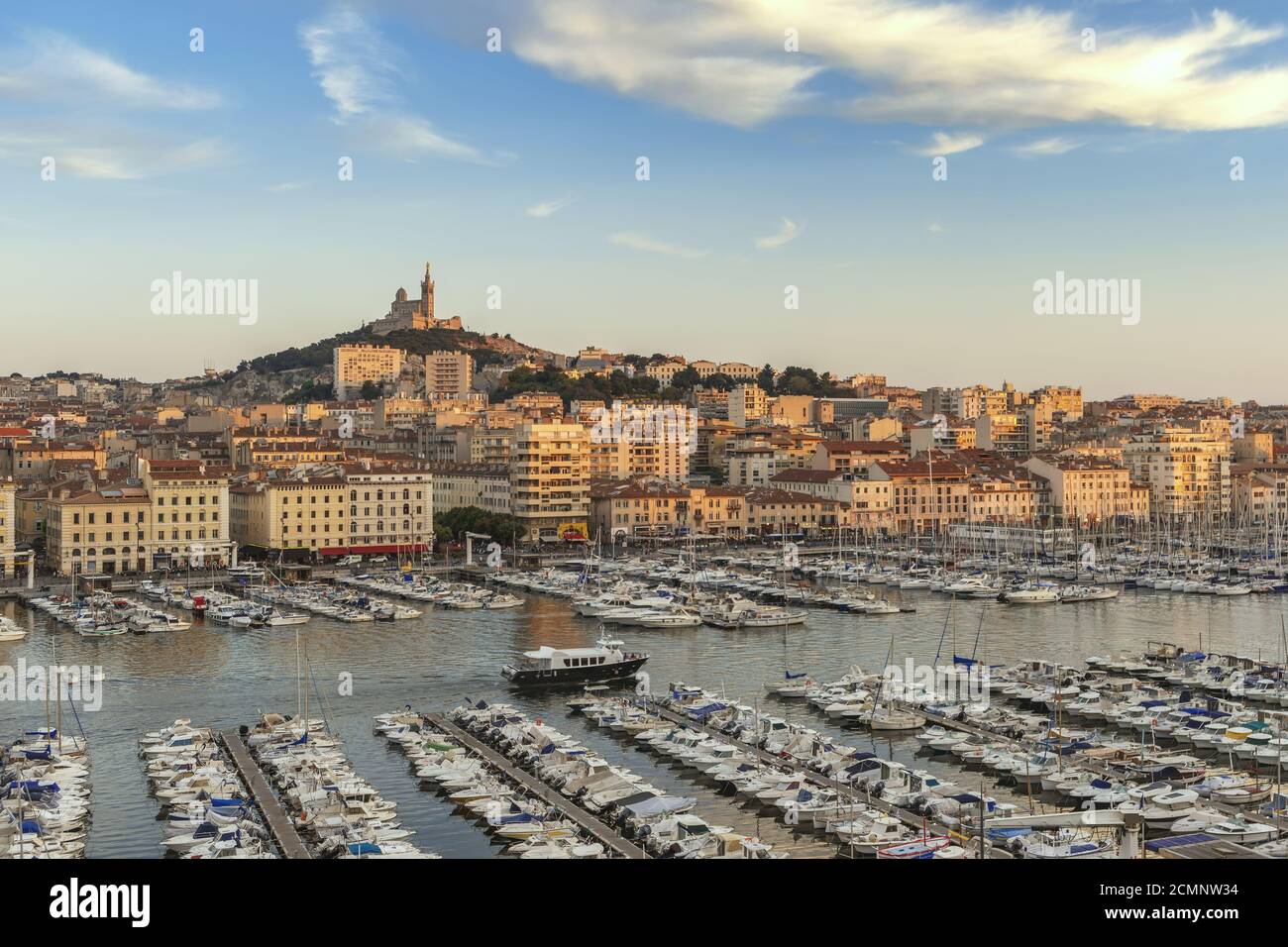 Marseille Aerial View City Skyline At Vieux Port And Notre-dame De La 