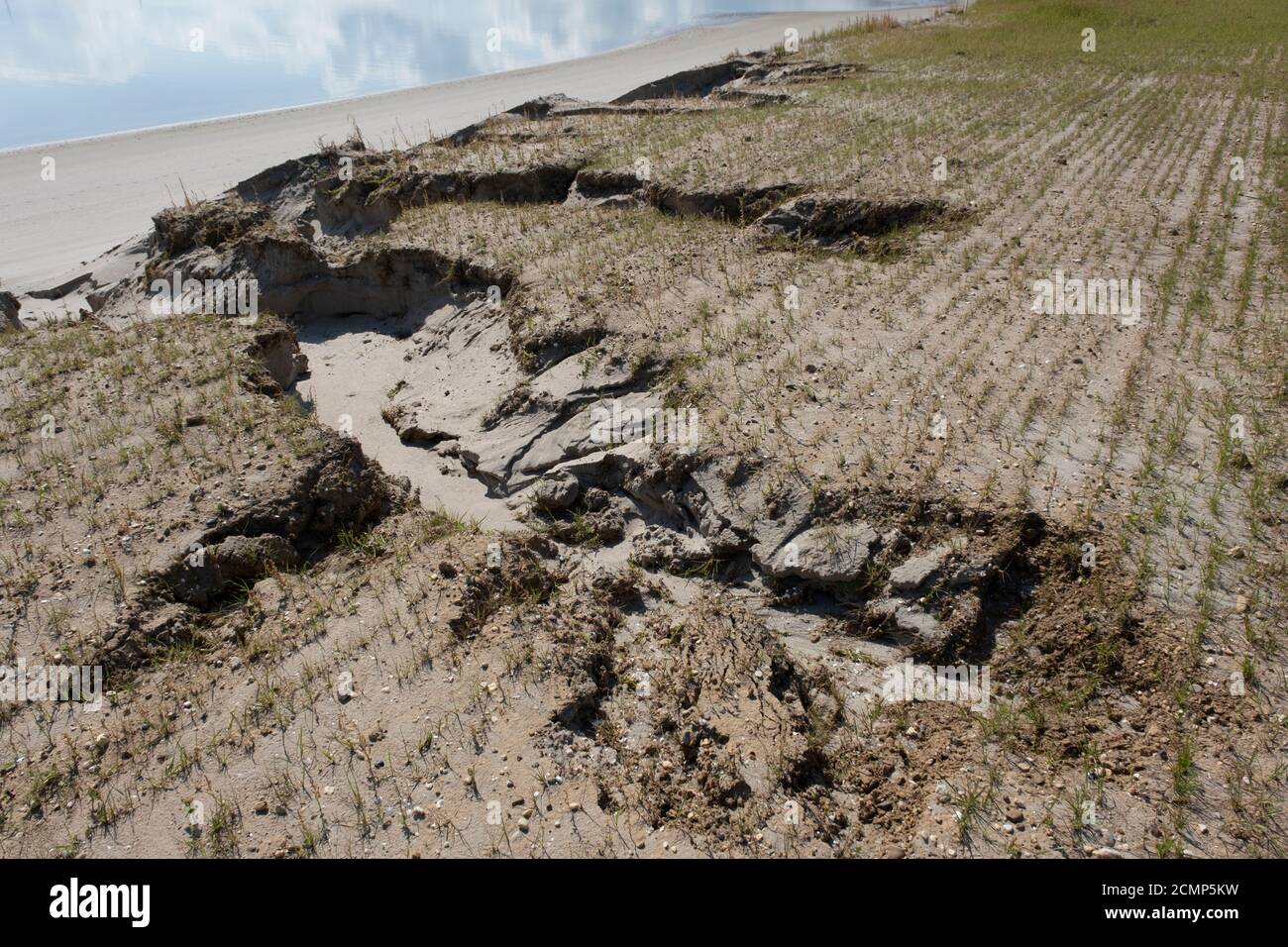 A Concrete Erosion Control Structure on the dutch Coastline Stock Photo