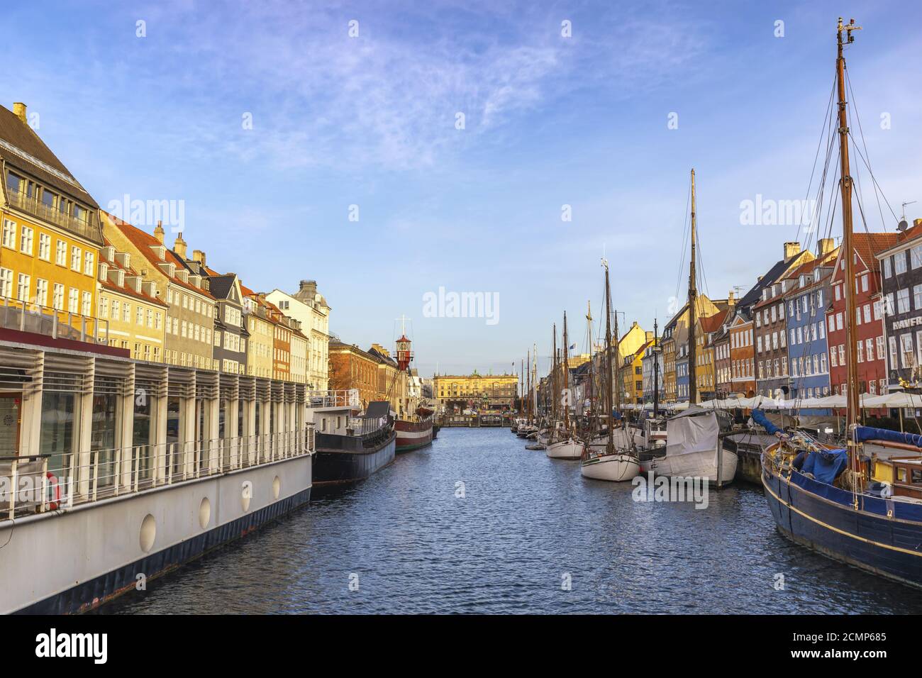 Copenhagen Denmark, city skyline at Nyhavn harbour Stock Photo