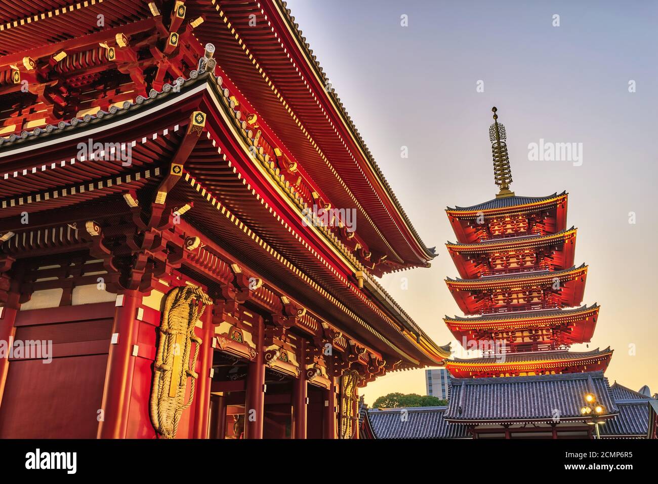 Tokyo Japan, sunset city skyline at Asakusa Temple (Senso-Ji) Stock Photo