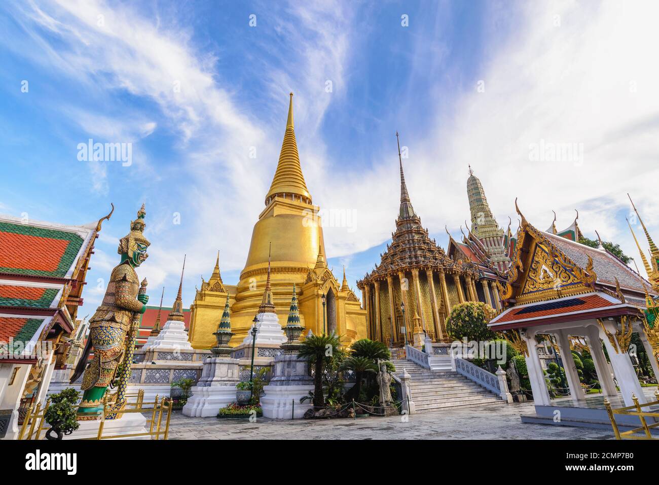 Bangkok Thailand, city skyline at Wat Phra Kaew temple Stock Photo