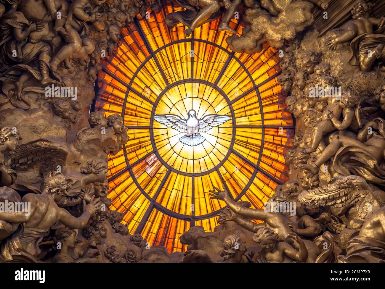 Throne Bernini Holy Spirit Dove, Saint Peter's Basilica in Rome Stock Photo